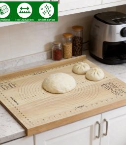 VGBYUJ Wooden Cutting Board with measurements, Chopping Board with a Rolling Pin for Kitchen for Meat Fruits Vegetables Bread Baking