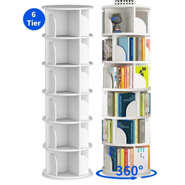 VGBYUJ-6-Tier-Wooden-Rotating-Bookcase-360-Revolving-Display-Rack-with-24-Shelves-Bookshelf-Organizer-White-74-x18-x18_139a6fc4-8e59-4915-916f-adb7bfca721d.06289bf3818979bc14c30bfa24cf17f8 VGBYUJ-6-Tier-Wooden-Rotating-Bookcase-360-Revolving-Display-Rack-with-24-Shelves-Bookshelf-Organizer-White-74-x18-x18_139a6fc4-8e59-4915-916f-adb7bfca721d.06289bf3818979bc14c30bfa24cf17f8